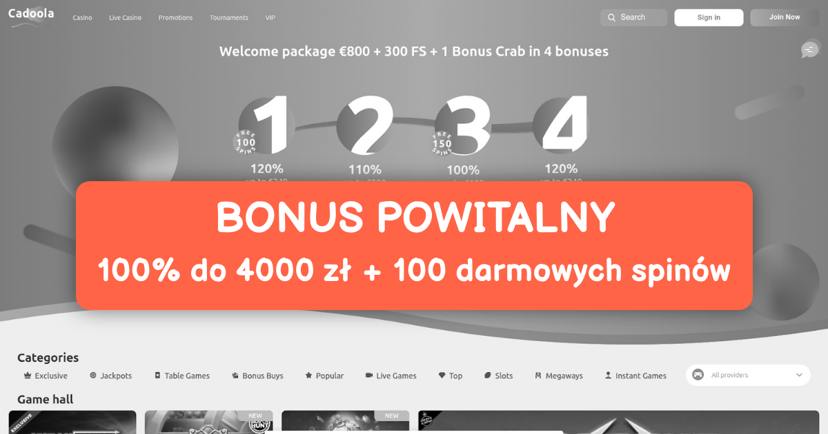 Cadoola Casino welcome bonus